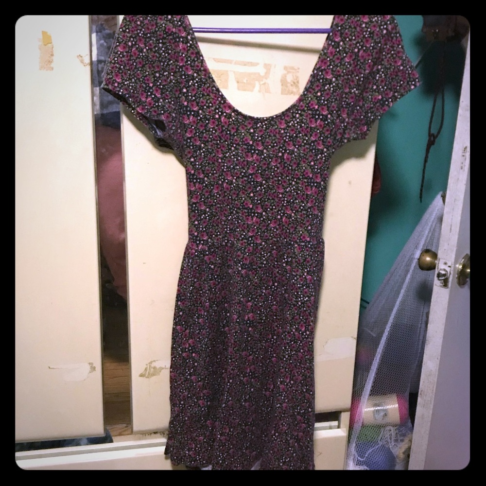 Rose printed skater dress